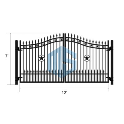 EXECUTIVE DUAL STAR WROUGHT IRON DOUBLE SWING GATE