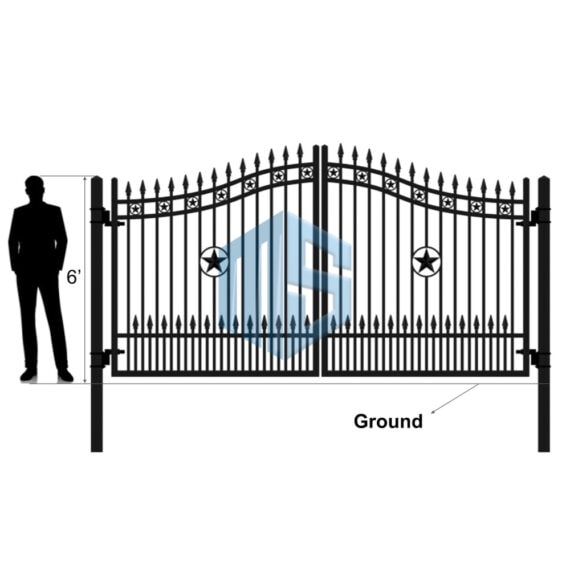 EXECUTIVE DUAL STAR WROUGHT IRON DOUBLE SWING GATE