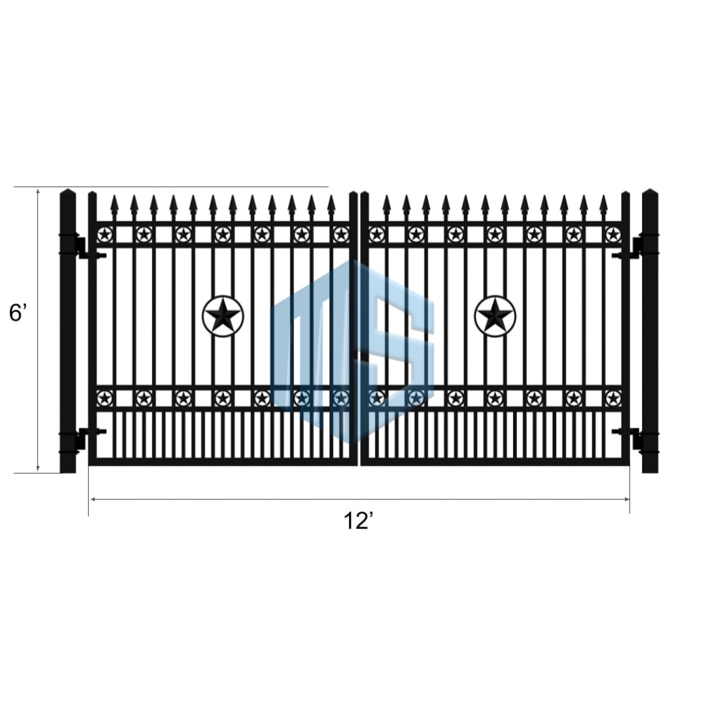 ST.PAUL DUAL STAR WROUGHT IRON DOUBLE SWING GATE