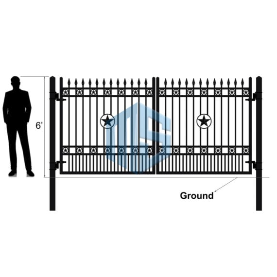 ST.PAUL DUAL STAR WROUGHT IRON DOUBLE SWING GATE