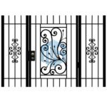 English Style 3 ft. x 7 ft. Carbon Steel Single Swing Porch Enclosure Gate