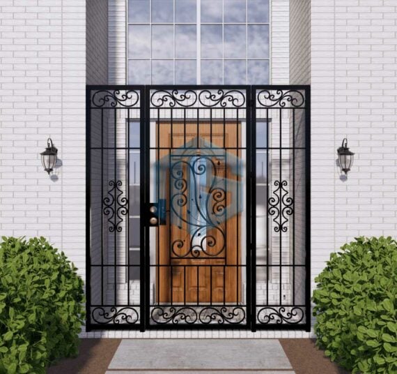 English Style 3 ft. x 7 ft. Carbon Steel Single Swing Porch Enclosure Gate