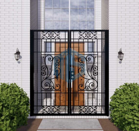 English Style 6 ft. x 7 ft. Carbon Steel Double Swing Porch Enclosure Gate