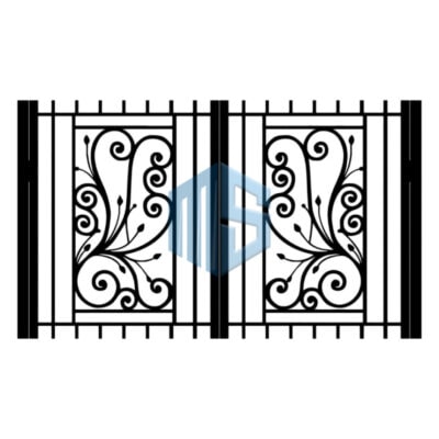 English Style 6 ft. x 8 ft. Carbon Steel Double Swing Porch Enclosure Gate