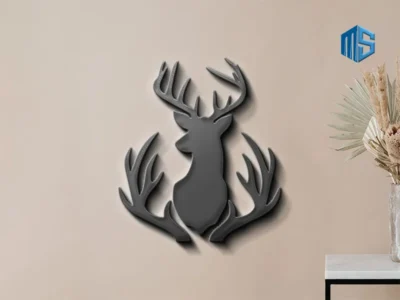 Metal Sign Winter Woods Reindeer