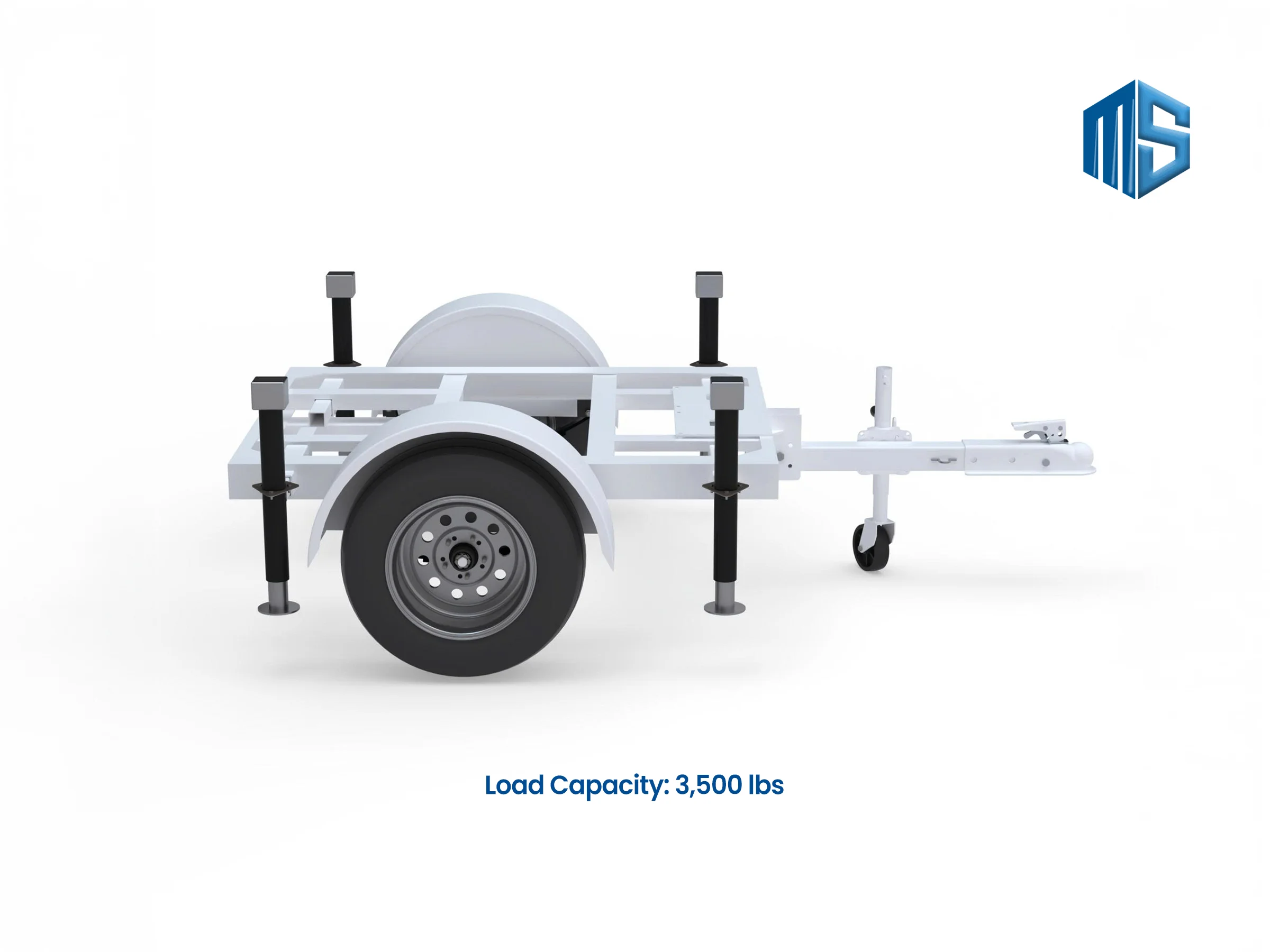 Single-Axle Utility Trailer Frame with Leveling Jacks